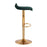 LumiSource Ale Barstool, Set of 2 in Gold Steel/Green Velvet