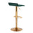 LumiSource Ale Barstool, Set of 2 in Gold Steel/Green Velvet