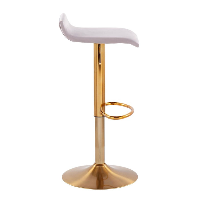 LumiSource Ale Barstool, Set of 2 in Gold Steel/Silver Velvet