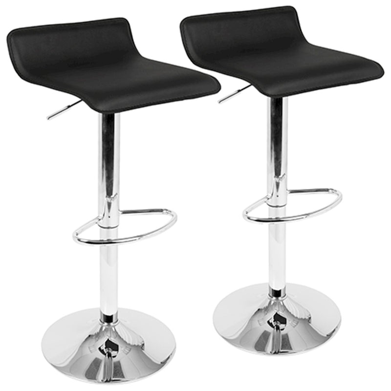 LumiSource Ale Adjustable Bar Stool | Polished Chrome & Black PU Leather | Kitchen Island & Home Bar Seating | Model BS-ALEBK2