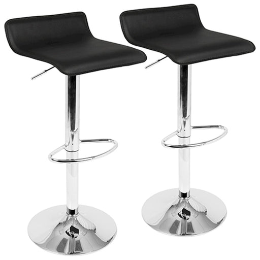 LumiSource Ale Adjustable Bar Stool | Polished Chrome & Black PU Leather | Kitchen Island & Home Bar Seating | Model BS-ALEBK2