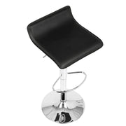 LumiSource Ale Adjustable Bar Stool | Polished Chrome & Black PU Leather | Kitchen Island & Home Bar Seating | Model BS-ALEBK2