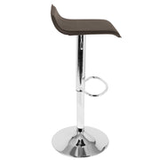 LumiSource Ale Adjustable Bar Stool | Polished Chrome & Brown PU Leather | Kitchen Island & Home Bar Seating | Model BS-ALEBN2