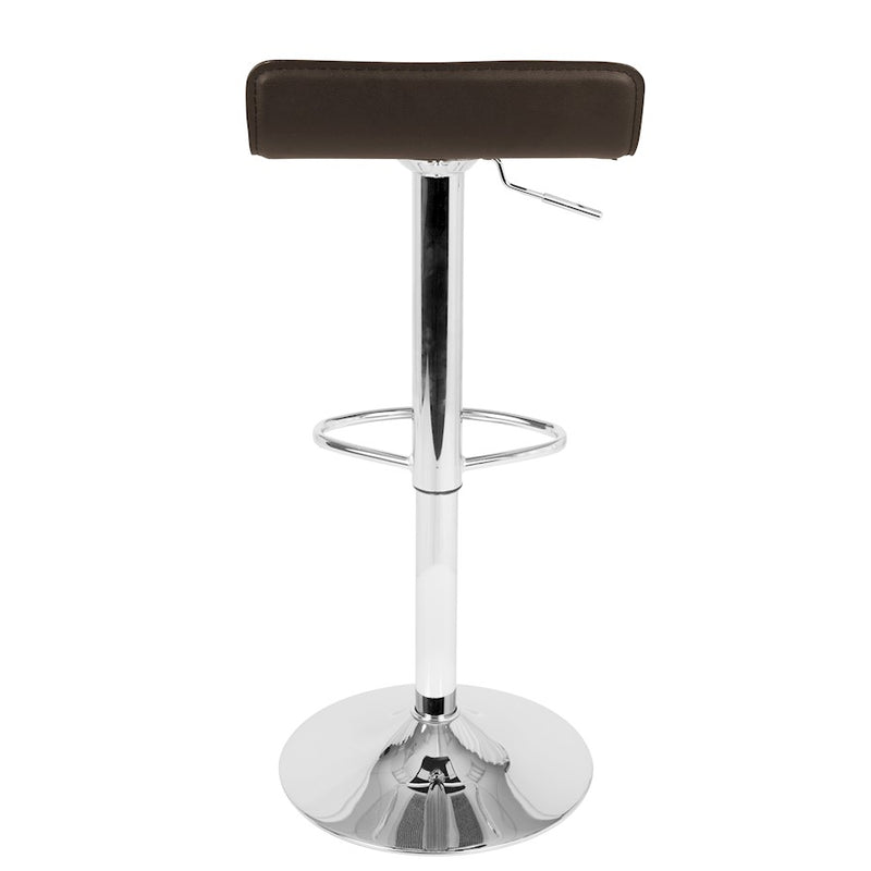 LumiSource Ale Adjustable Bar Stool | Polished Chrome & Brown PU Leather | Kitchen Island & Home Bar Seating | Model BS-ALEBN2