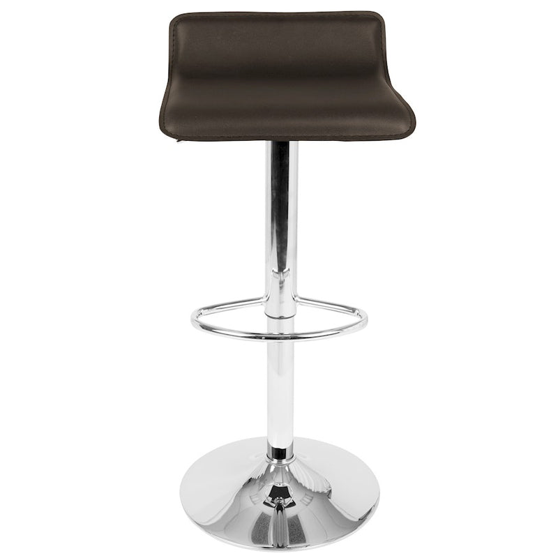 LumiSource Ale Adjustable Bar Stool | Polished Chrome & Brown PU Leather | Kitchen Island & Home Bar Seating | Model BS-ALEBN2