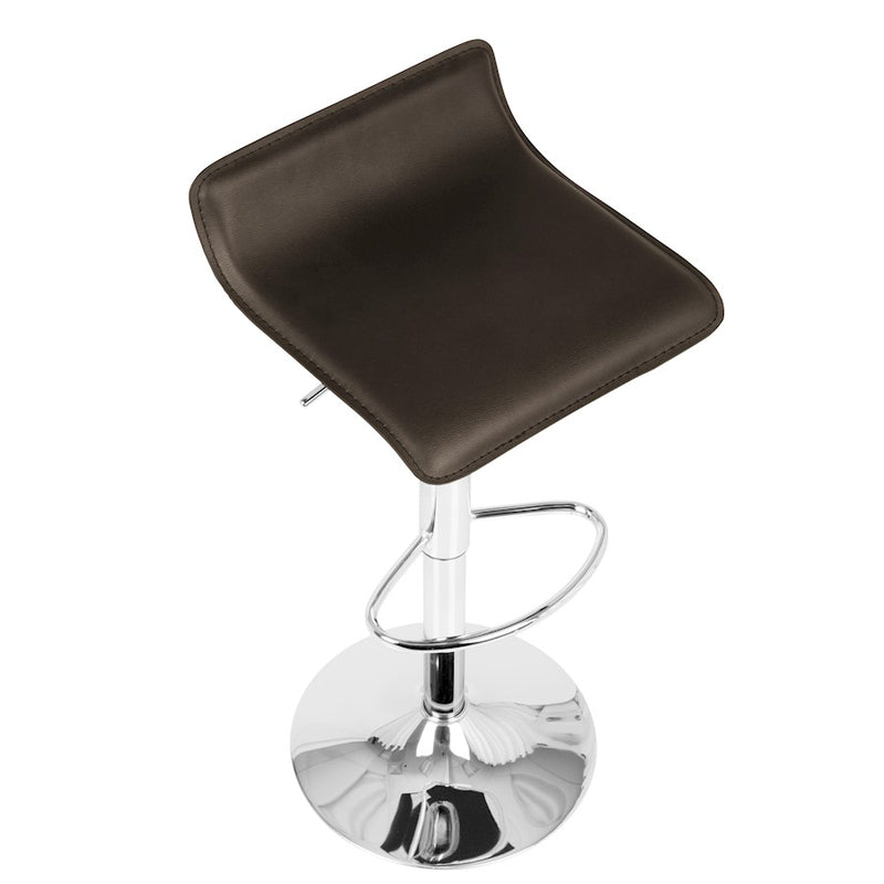 LumiSource Ale Adjustable Bar Stool | Polished Chrome & Brown PU Leather | Kitchen Island & Home Bar Seating | Model BS-ALEBN2