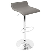 LumiSource Ale Adjustable Bar Stool | Polished Chrome & Grey PU Leather | Kitchen Island & Home Bar Seating | Model BS-ALEGY2