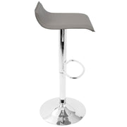 LumiSource Ale Adjustable Bar Stool | Polished Chrome & Grey PU Leather | Kitchen Island & Home Bar Seating | Model BS-ALEGY2