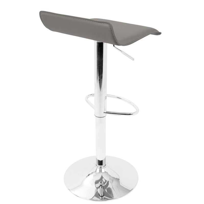 LumiSource Ale Adjustable Bar Stool | Polished Chrome & Grey PU Leather | Kitchen Island & Home Bar Seating | Model BS-ALEGY2