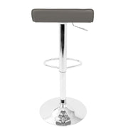 LumiSource Ale Adjustable Bar Stool | Polished Chrome & Grey PU Leather | Kitchen Island & Home Bar Seating | Model BS-ALEGY2