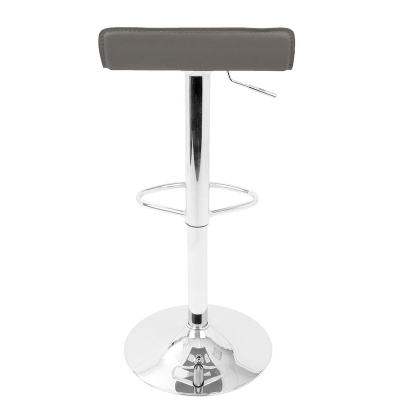 LumiSource Ale Adjustable Bar Stool | Polished Chrome & Grey PU Leather | Kitchen Island & Home Bar Seating | Model BS-ALEGY2