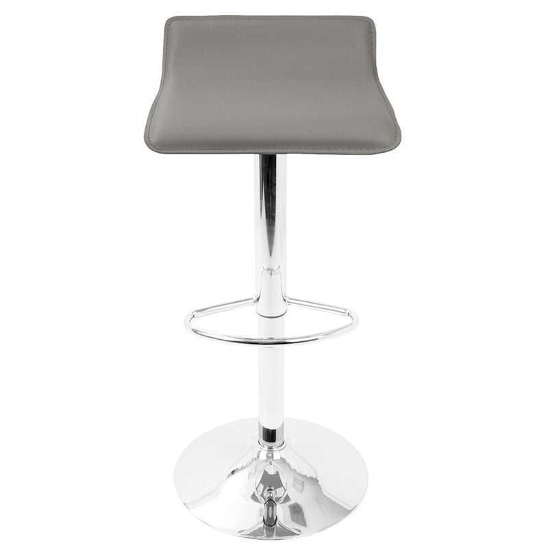 LumiSource Ale Adjustable Bar Stool | Polished Chrome & Grey PU Leather | Kitchen Island & Home Bar Seating | Model BS-ALEGY2
