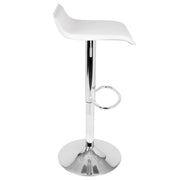 LumiSource Ale Adjustable Barstool Set of 2 | White PU Leather, Chrome | Kitchen Island & Bar Seating | 16 x 16 x 26-35 in H | Model BS-ALEW2