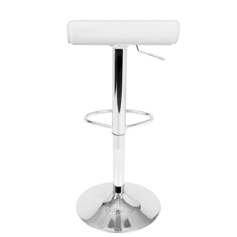 LumiSource Ale Adjustable Barstool Set of 2 | White PU Leather, Chrome | Kitchen Island & Bar Seating | 16 x 16 x 26-35 in H | Model BS-ALEW2