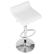 LumiSource Ale Adjustable Barstool Set of 2 | White PU Leather, Chrome | Kitchen Island & Bar Seating | 16 x 16 x 26-35 in H | Model BS-ALEW2