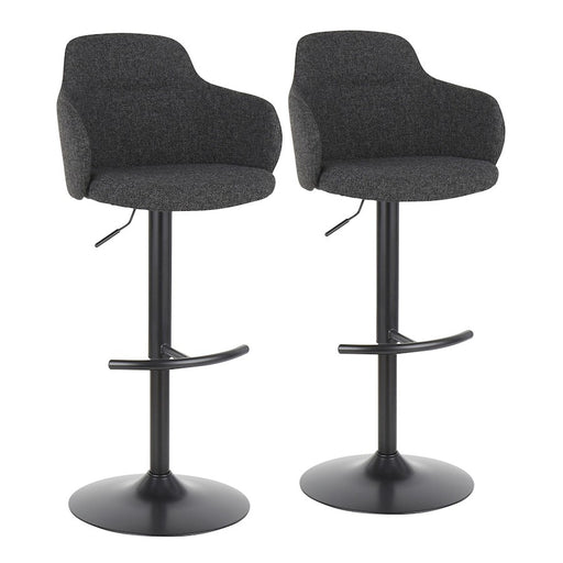 LumiSource Boyne Adjustable Barstool, Set/2, Black/Grey - BS-BOYNEUP2-SWVRTBKDY2