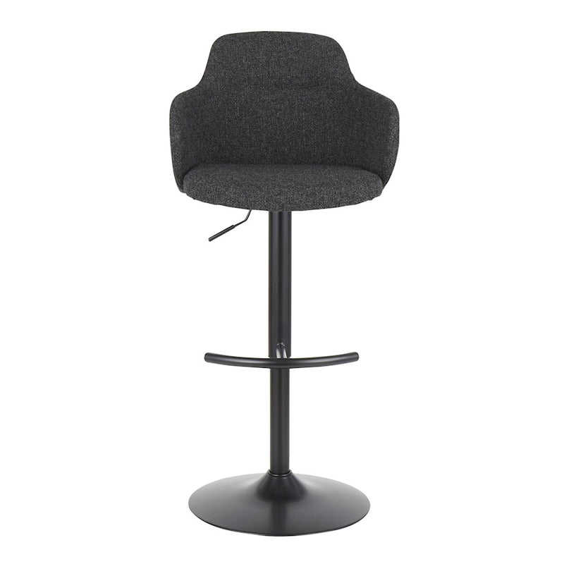 LumiSource Boyne Adjustable Barstool, Set/2, Black/Grey