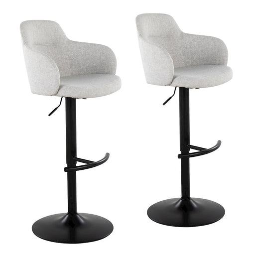 LumiSource Upholstered Boyne Bar Stool, Black/Grey - BS-BOYNEUP2-SWVRTBKLGY2