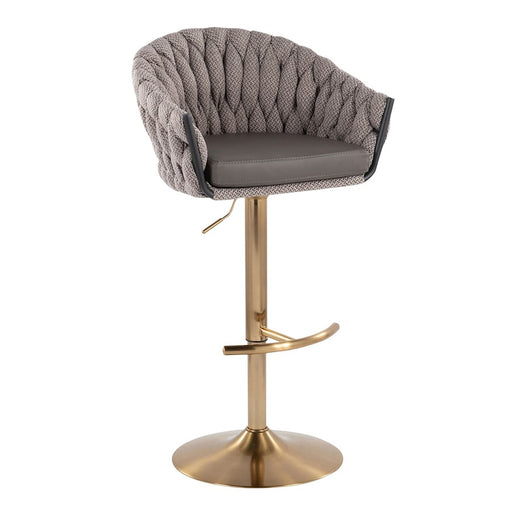 LumiSource Braided Matisse Bar Stool, Set of 2, Gold/Grey