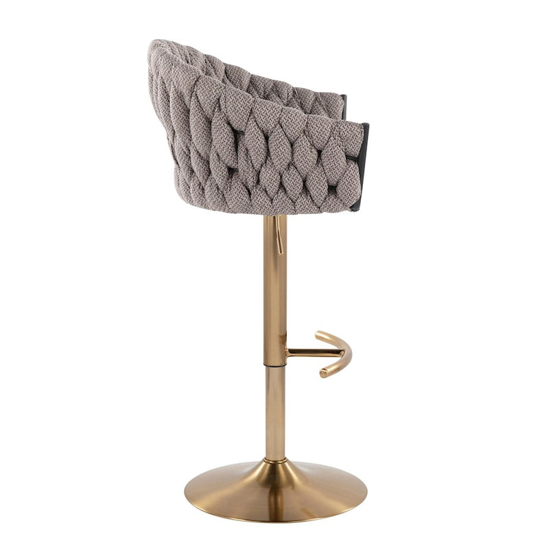 LumiSource Braided Matisse Bar Stool, Set of 2, Gold/Grey