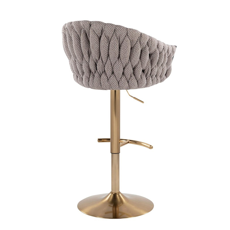 LumiSource Braided Matisse Bar Stool, Set of 2, Gold/Grey