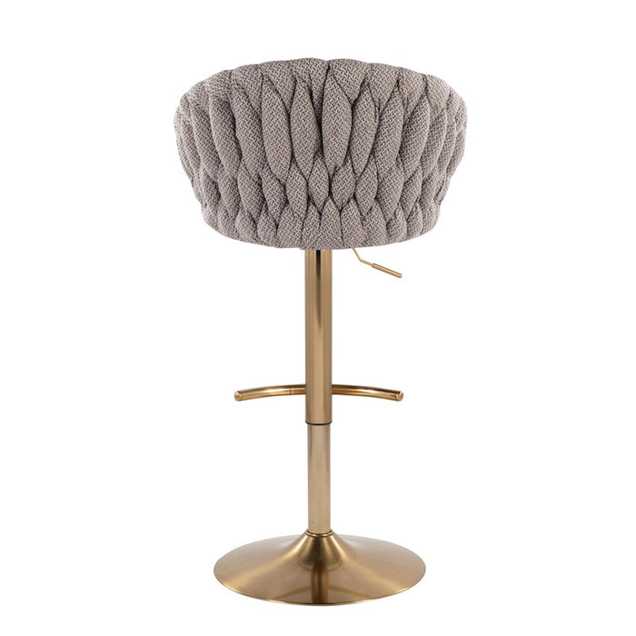 LumiSource Braided Matisse Bar Stool, Set of 2, Gold/Grey