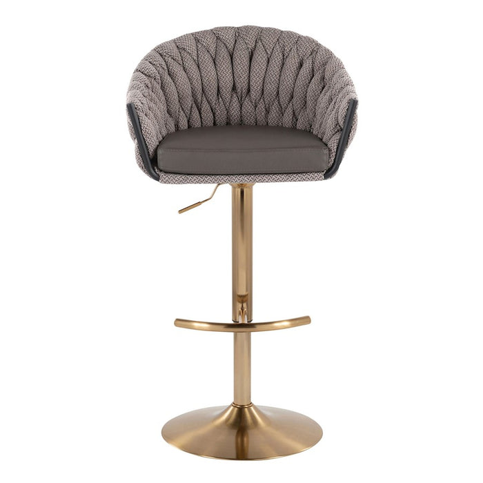 LumiSource Braided Matisse Bar Stool, Set of 2, Gold/Grey