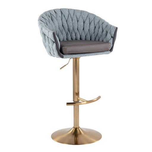 LumiSource Braided Matisse Bar Stool, Set of 2, Gold/Blue/GY