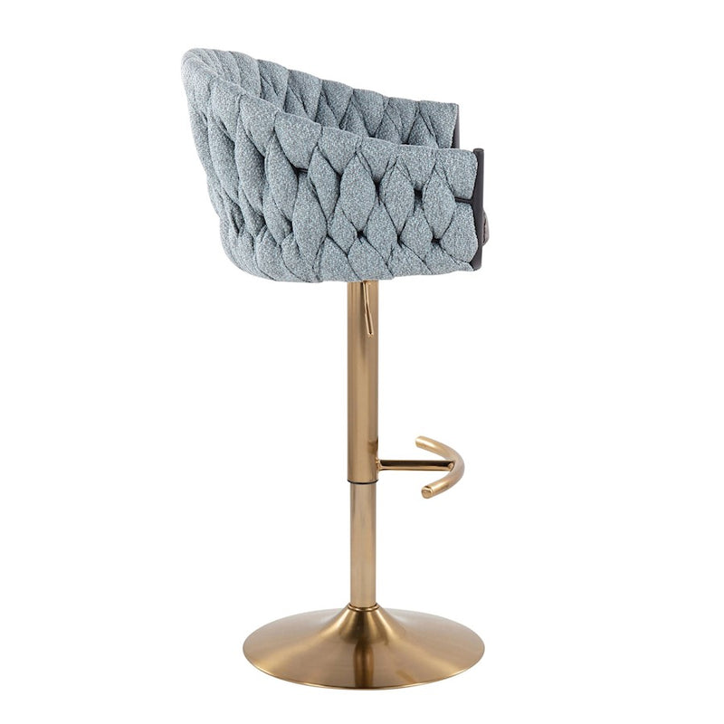 LumiSource Braided Matisse Bar Stool, Set of 2, Gold/Blue/GY