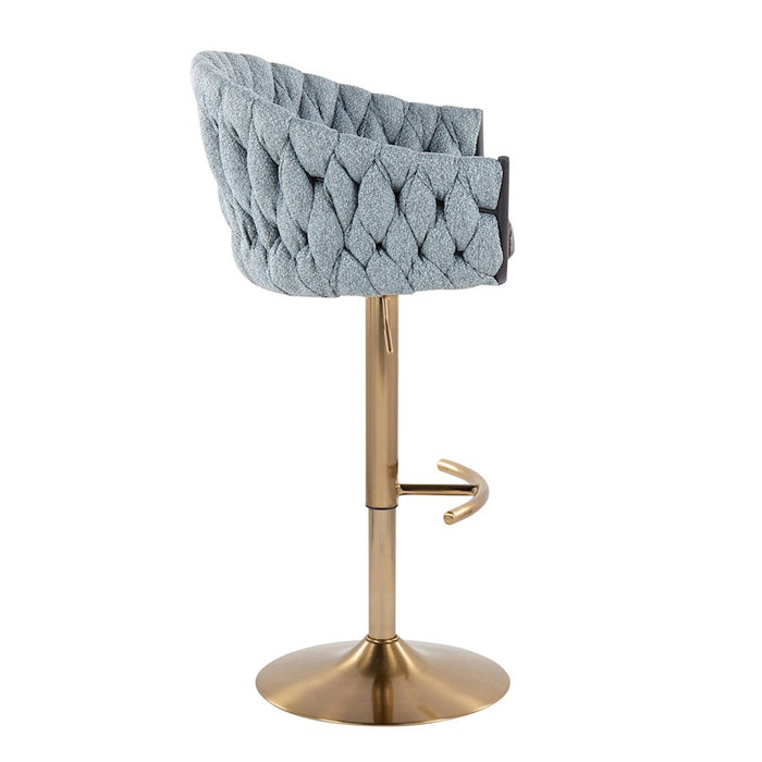 LumiSource Braided Matisse Bar Stool, Set of 2, Gold/Blue/GY
