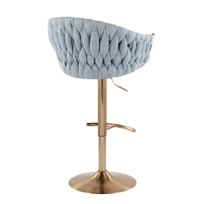 LumiSource Braided Matisse Bar Stool, Set of 2, Gold/Blue/GY