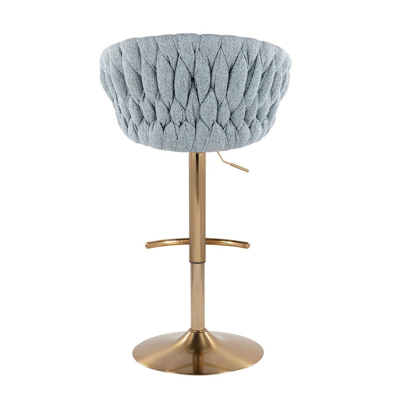LumiSource Braided Matisse Bar Stool, Set of 2, Gold/Blue/GY