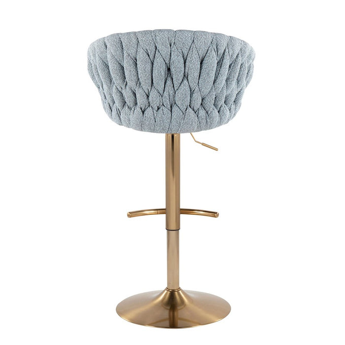 LumiSource Braided Matisse Bar Stool, Set of 2, Gold/Blue/GY
