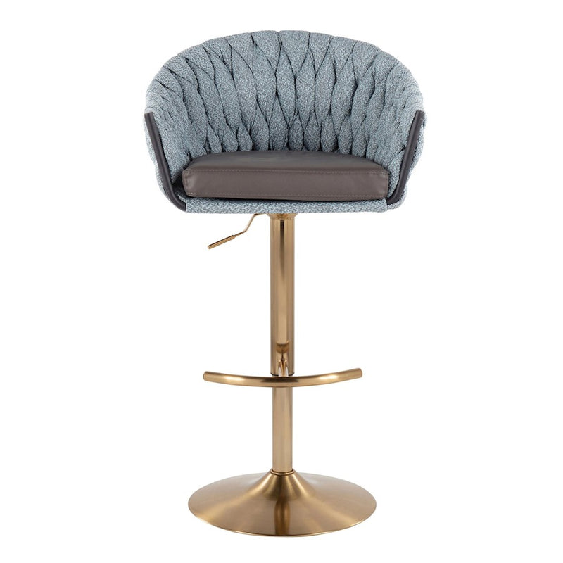 LumiSource Braided Matisse Bar Stool, Set of 2, Gold/Blue/GY