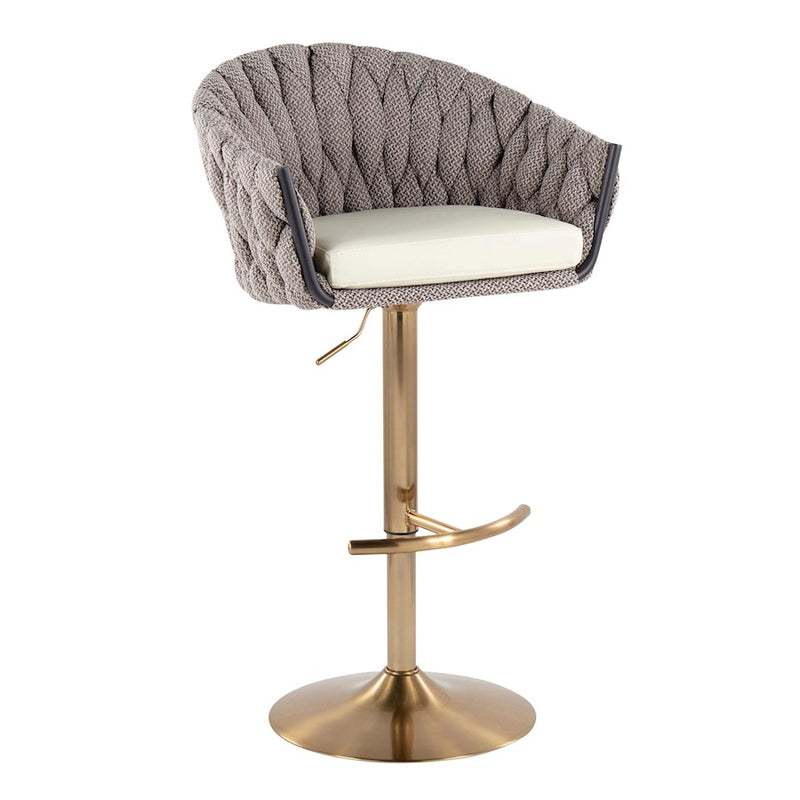 LumiSource Braided Matisse Bar Stool, Set of 2, Gold/GY/CM