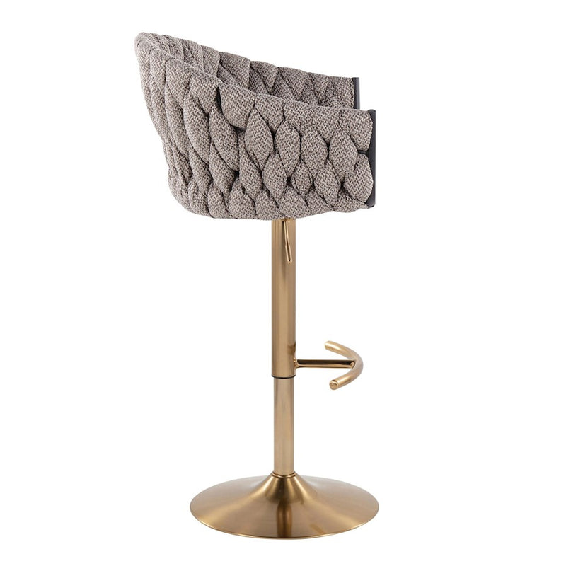 LumiSource Braided Matisse Bar Stool, Set of 2, Gold/GY/CM