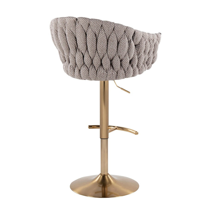 LumiSource Braided Matisse Bar Stool, Set of 2, Gold/GY/CM
