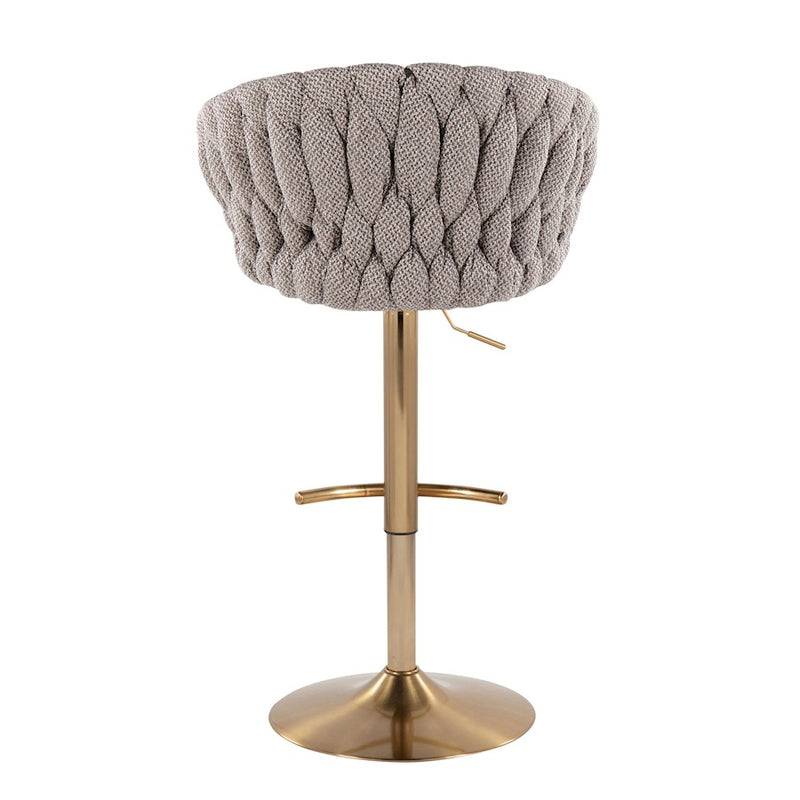 LumiSource Braided Matisse Bar Stool, Set of 2, Gold/GY/CM