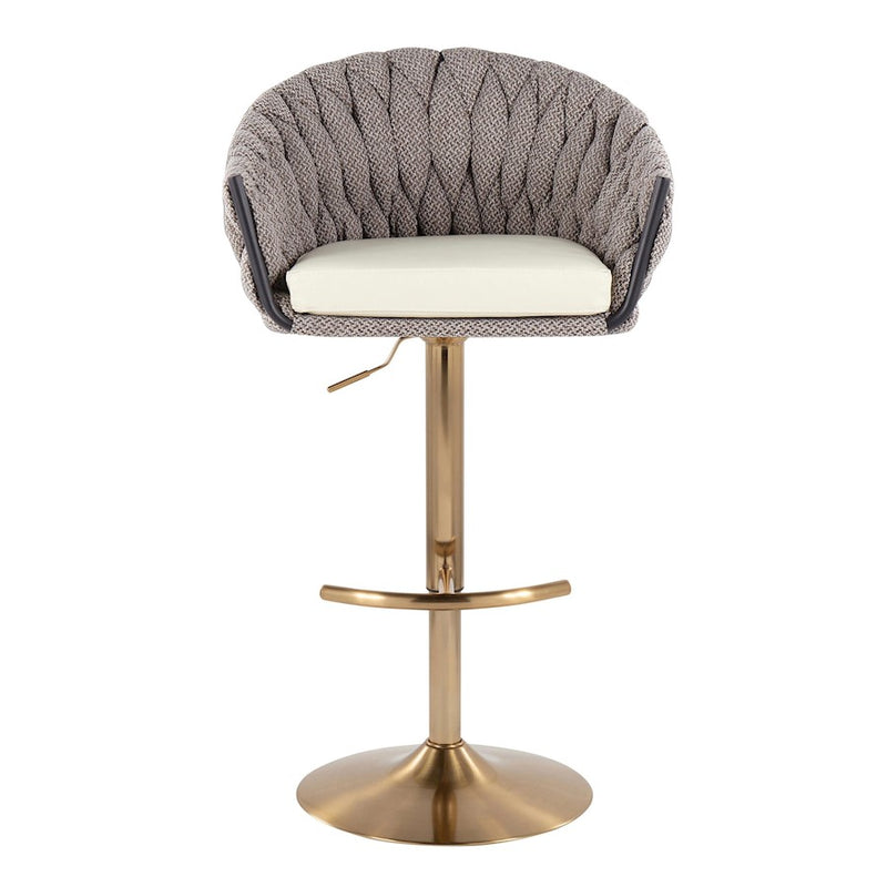 LumiSource Braided Matisse Bar Stool, Set of 2, Gold/GY/CM