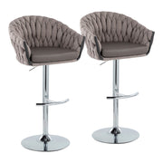 LumiSource Braided Matisse Bar Stool, Set/2, CH/GY - BS-BRDMAT-RT2CHRMBKGY2