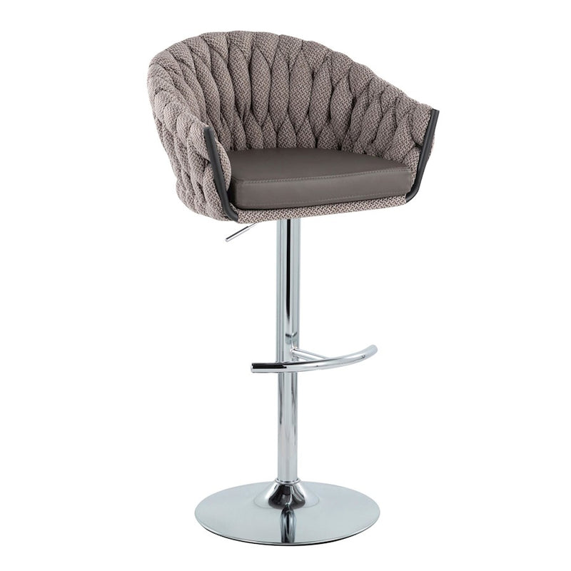 LumiSource Braided Matisse Bar Stool, Set of 2, CH/GY