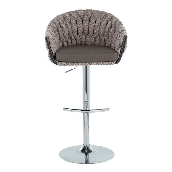 LumiSource Braided Matisse Bar Stool, Set of 2, CH/GY