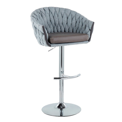 LumiSource Braided Matisse Bar Stool, Set of 2, CH/Blue/GY