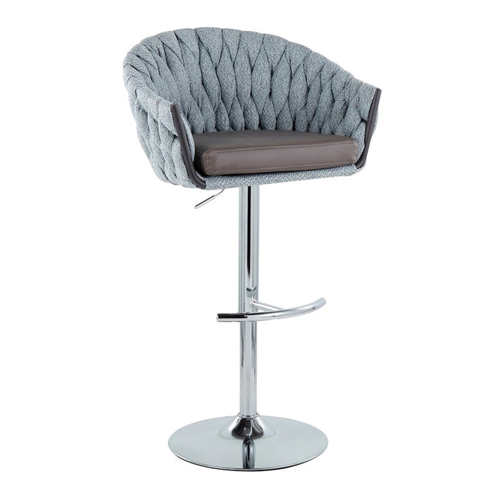 LumiSource Braided Matisse Bar Stool, Set of 2, CH/Blue/GY