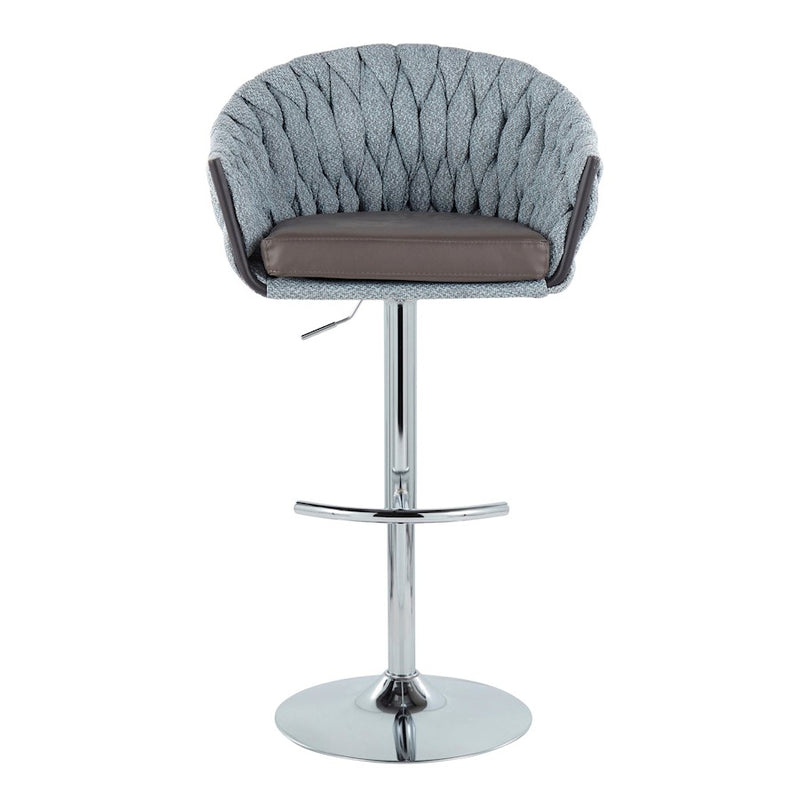 LumiSource Braided Matisse Bar Stool, Set of 2, CH/Blue/GY