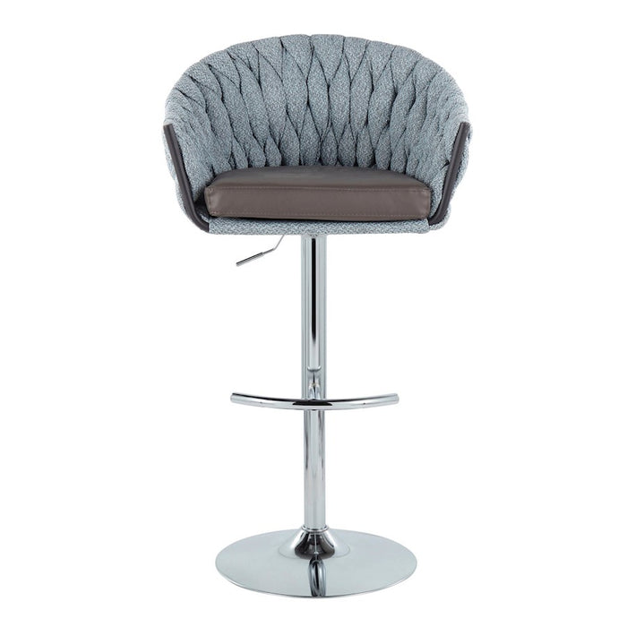 LumiSource Braided Matisse Bar Stool, Set of 2, CH/Blue/GY