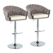 LumiSource Braided Matisse Bar Stool, Set/2, CH/GY/CM - BS-BRDMAT-RT2CHRMGYCR2