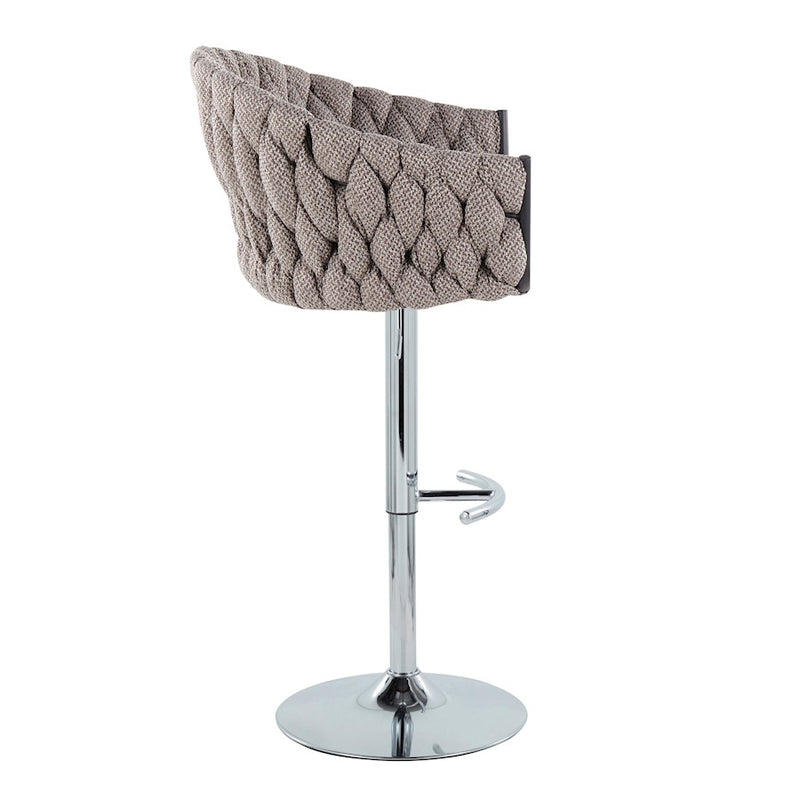 LumiSource Braided Matisse Bar Stool, Set of 2, CH/GY/CM