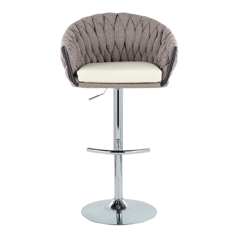 LumiSource Braided Matisse Bar Stool, Set of 2, CH/GY/CM