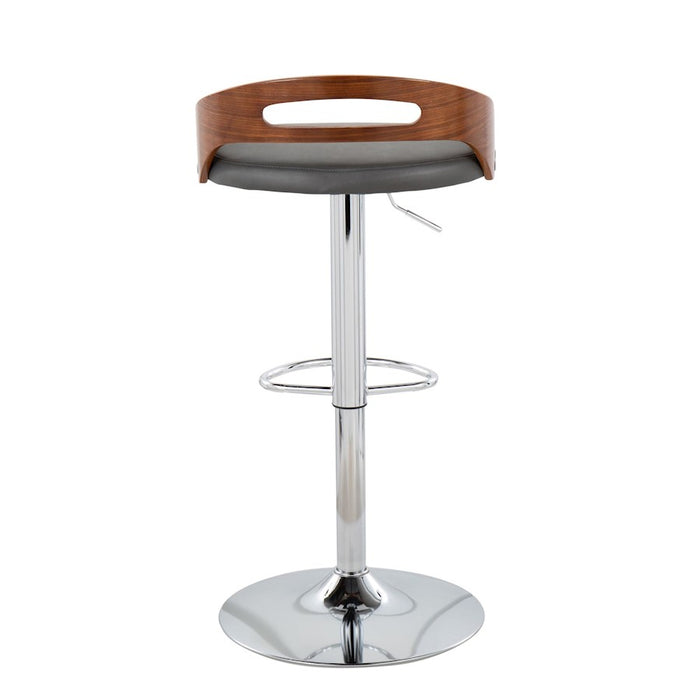 LumiSource Cassis Barstool in Chrome/Walnut Wood/Grey PU